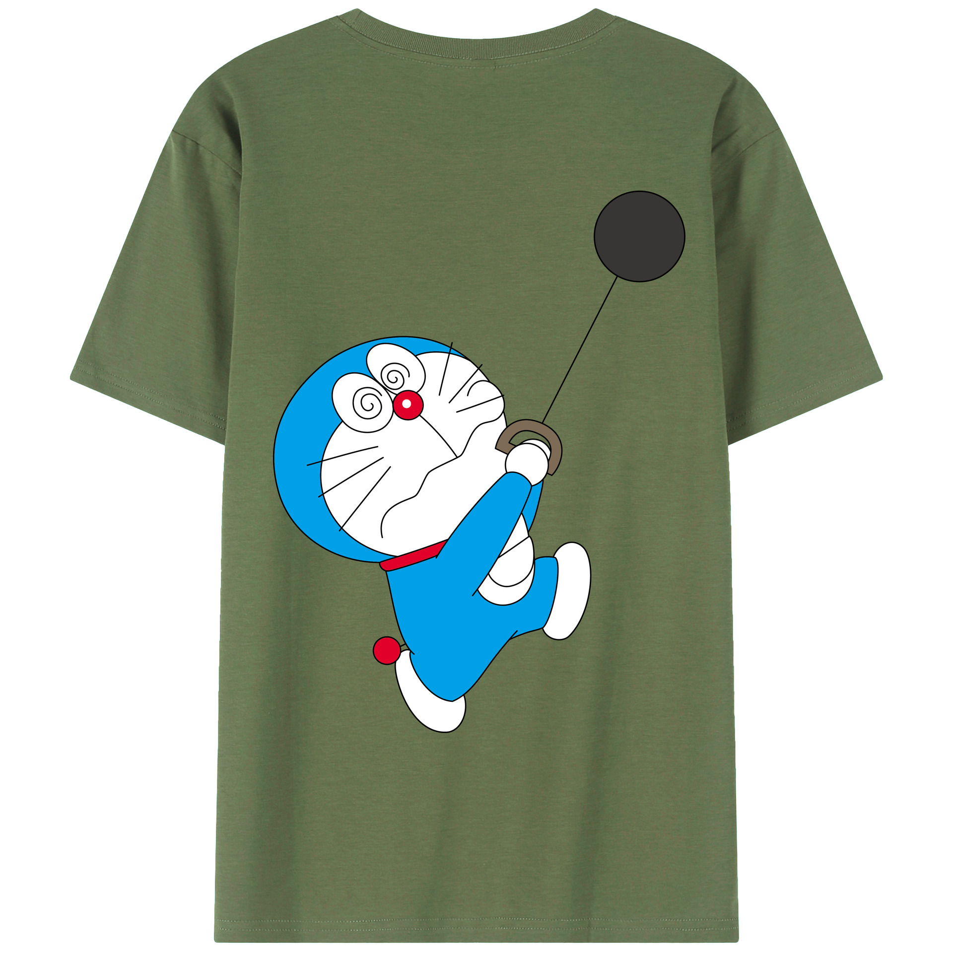 （画像用） ドラえもん Doraemon 綿100％ メンズ半袖Tシャツ（バックプリント） 通気性